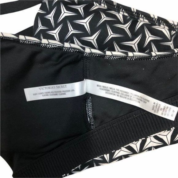 Victoria Secret Sport | Black & White Geometric Print Strappy Sports Bra | XS - Picture 7 of 8